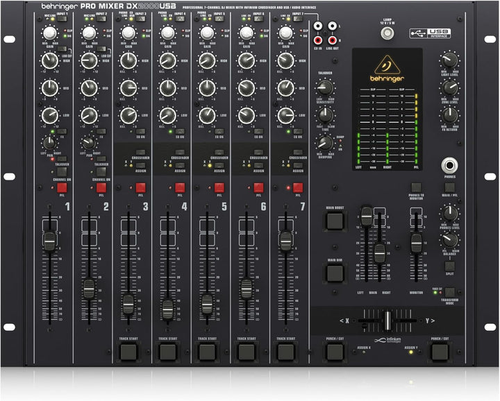 Behringer PRO MIXER DX2000USB Professioneller 7-Kanal-DJ-Mixer mit INFINIUM „kontaktfreiem“ VCA-Cros
