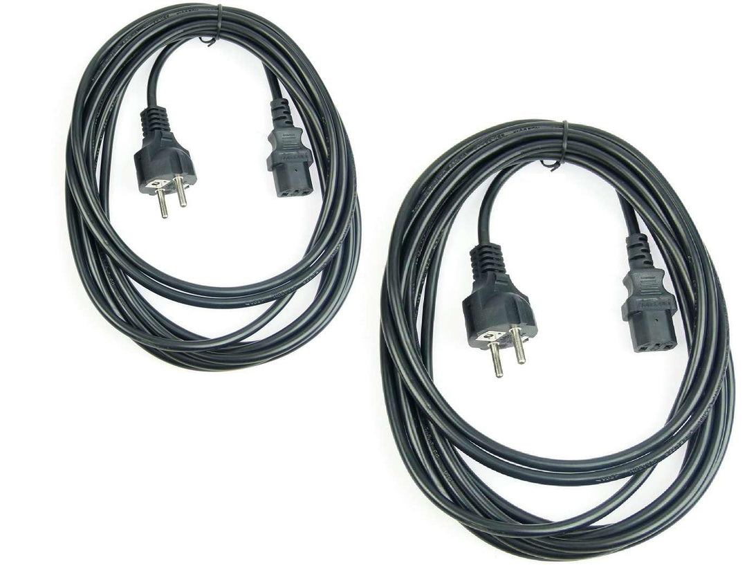 2 Stück Adam Hall 5 m Kaltgerätekabel Netzkabel schwarz 3 x 0,75 mm² CEE 7/7 - C13, K3PKD 0500 5 m K