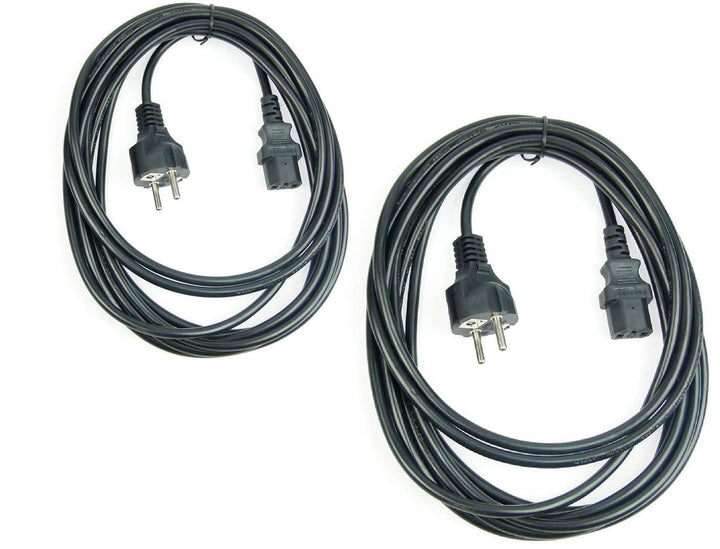 2 Stück Adam Hall 5 m Kaltgerätekabel Netzkabel schwarz 3 x 0,75 mm² CEE 7/7 - C13, K3PKD 0500 5 m K