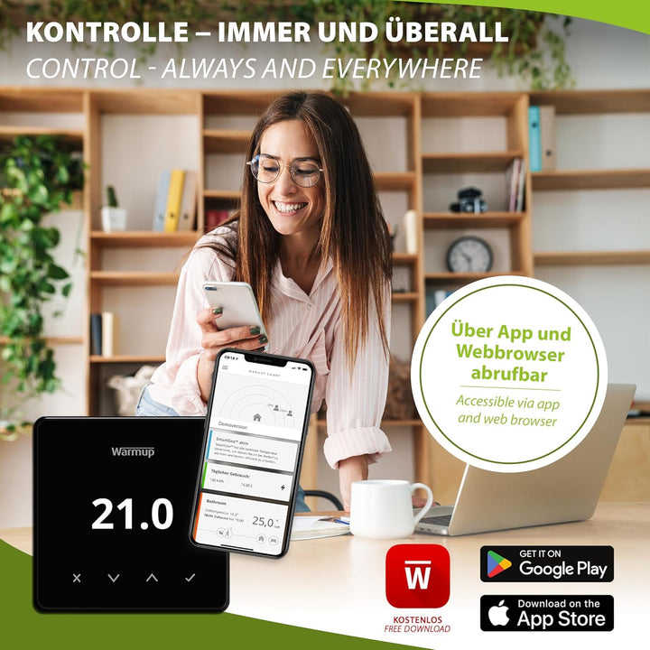 Mi-Heat Warmup Element Smart WiFi Thermostat Raumregler für Fussbodenheizung, Elektro Heizung, Farbe