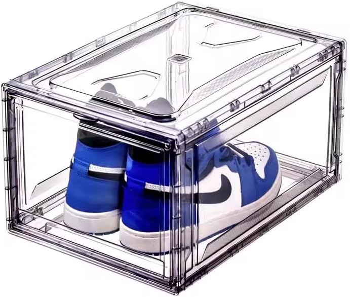 POSH Schuhbox Kunststoff Stapelbare, Magnetische Schuhaufbewahrungsbox für Sneaker Transparent (4),