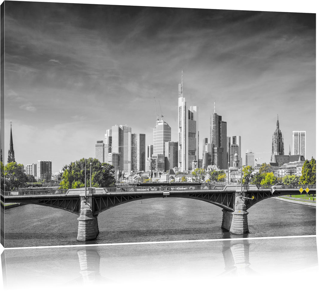 schöne Skyline von Frankfurt am Main schwarz/weiss Format: 100x70 auf Leinwand, XXL riesige Bilder f