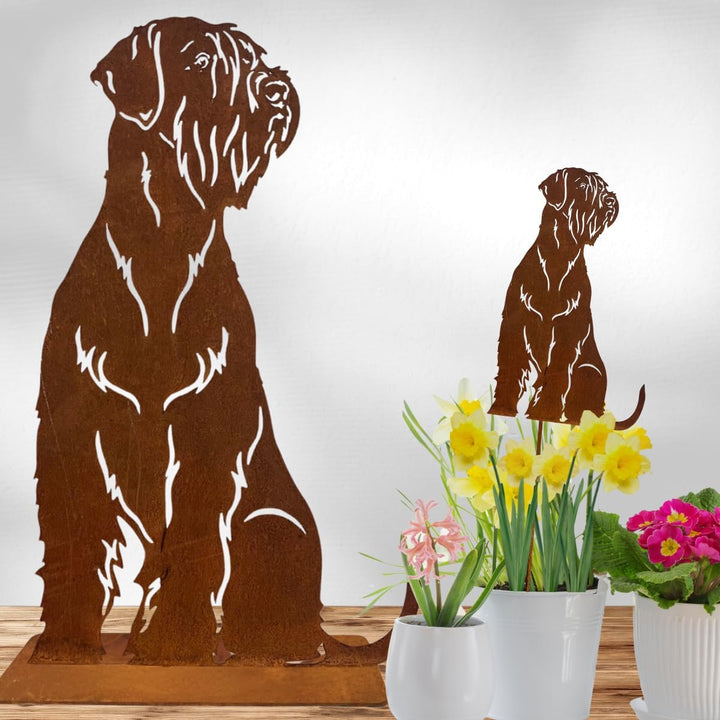 Terma Stahldesign Edelrost Hund Gartenstecker Riesenschnauzer, Handmade Germany, tolle gartendeko au