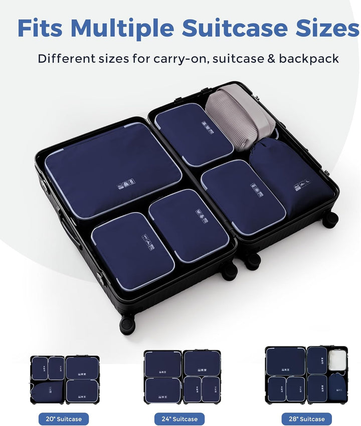 ECOHUB Packwürfel 6er Set Koffer Organizer, Reissfest &amp; Wasserabweisend, Durchdachtes Ordnungssystem