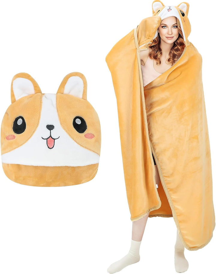 MSISILY Tragbare Decke, Flauschig Kuscheldecke mit Ärmeln, Hunde Sherpa TV-Decke Geschenk für Frauen