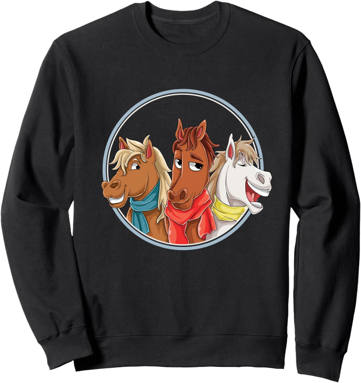 3er Pferde Trio Team Lustiges Pferde-Motive Pferderasse Pony Sweatshirt