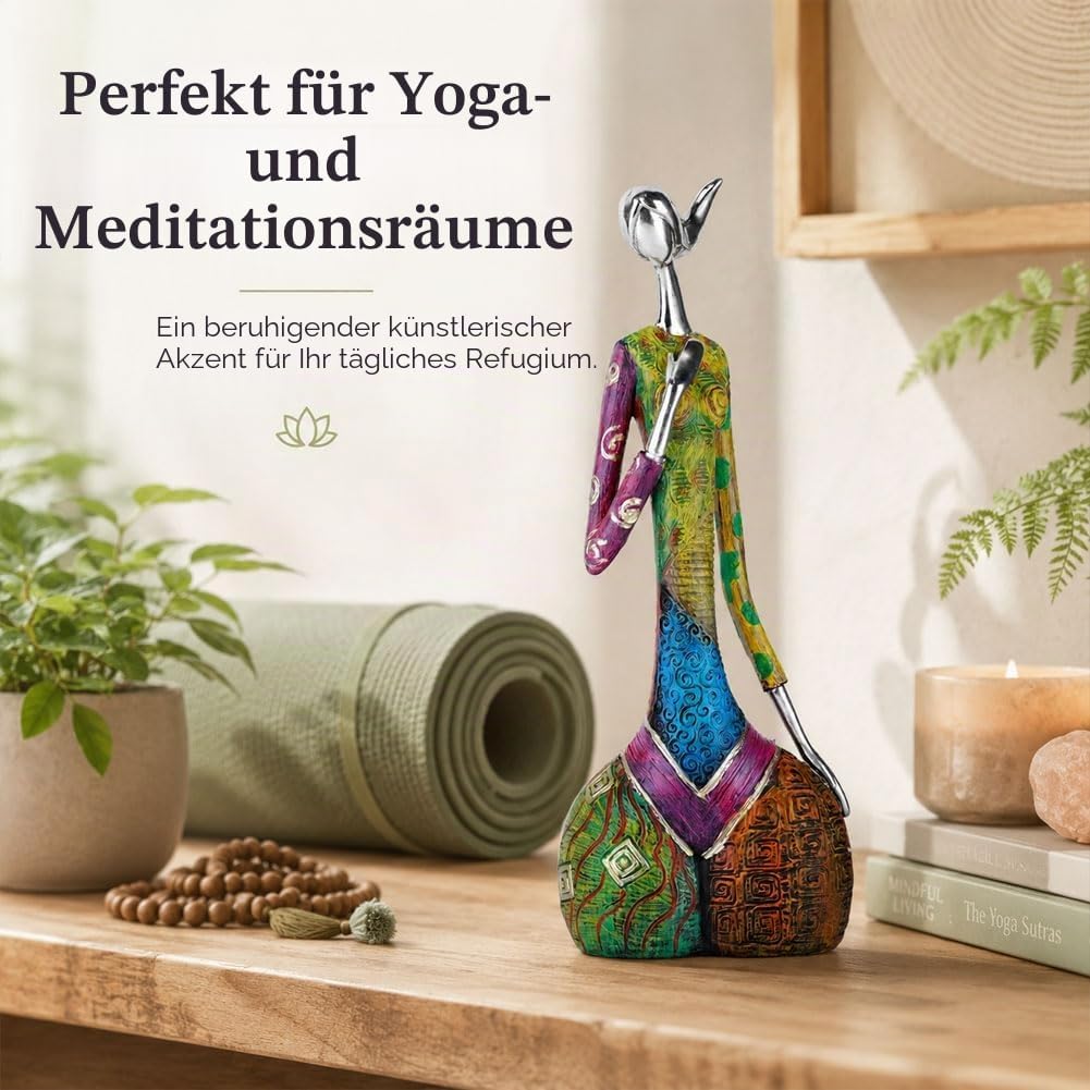 Statuen und Skulpturen Abstrakter Yoga-Kunst Frau, kreative Vollfarb-Ölgemälde-Kunst-Frauenstatue, M