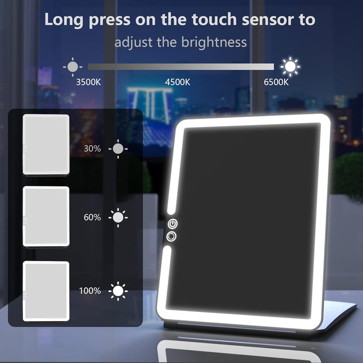 WEILY Schminkspiegel mit Beleuchtung, Kosmetikspiegel DREI Farben Einstellbarer Led Kosmetikspiegel,