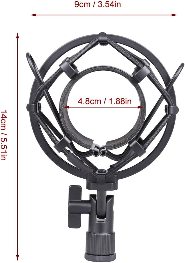 Koolertron Universal-Mikrofonspinne, für Kondensator-Mikrofone 50 mm schwarz, Schwarz
