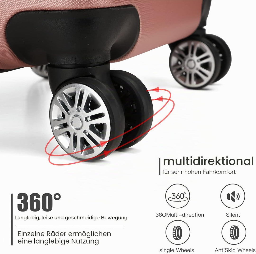 Kono Reisekoffer Handgepäck Koffer mit Rollen Hartschale Trolley 55x38x22cm 33 Liter Leichtgewicht A