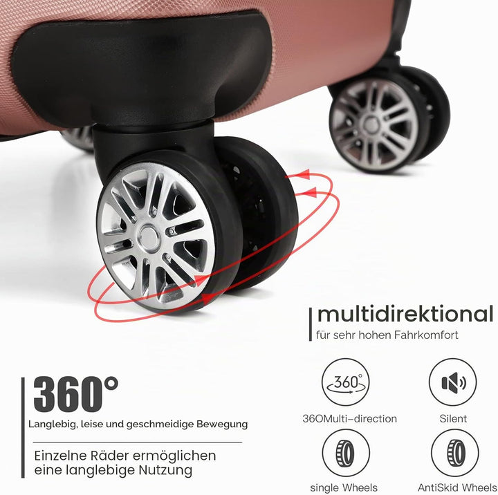 Kono Reisekoffer Handgepäck Koffer mit Rollen Hartschale Trolley 55x38x22cm 33 Liter Leichtgewicht A