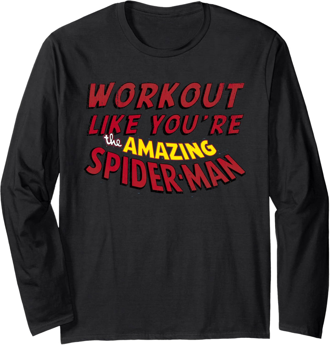 Marvel Workout Like You're The Amazing Spider-Man Gym Text Langarmshirt