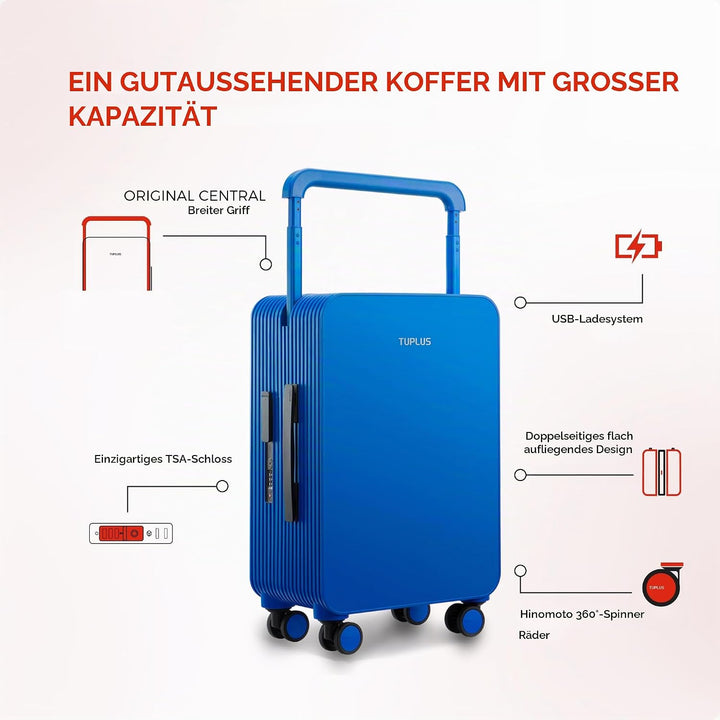 TUPLUS Koffer Trolley ABS Rollkoffer mit 4 Rollen Reisekoffer Handgepäck Hartschalenkoffer mit TSA S