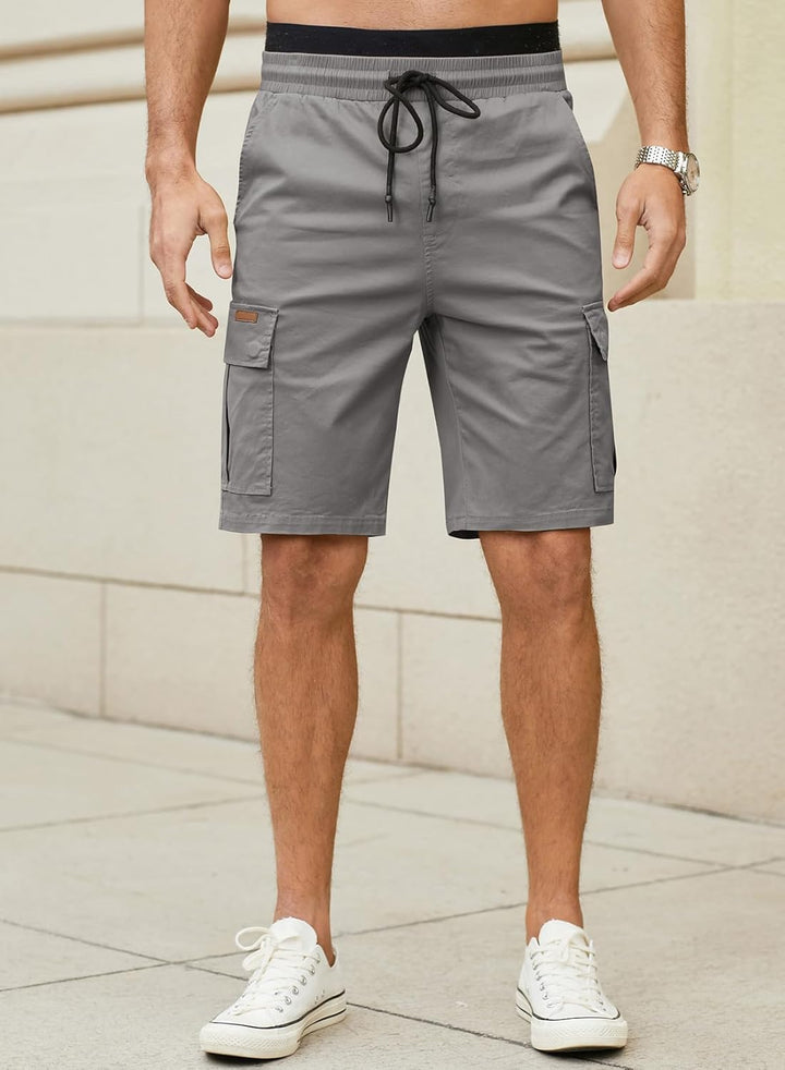 JMIERR Kurze Hosen Herren Baumwolle Cargo Shorts Herren Sommer Freizeithose mit Taschen S C Grau, S