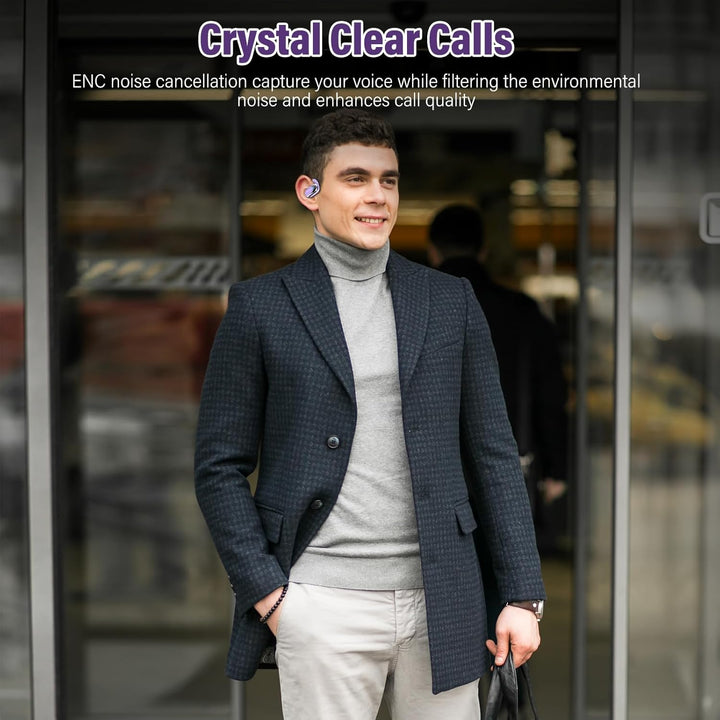 Open Ear Kopfhörer Sport, 2025 Bluetooth 5.4 Ohrhörer, Open Ear Headphones mit ENC, 58H Spielzeit, B