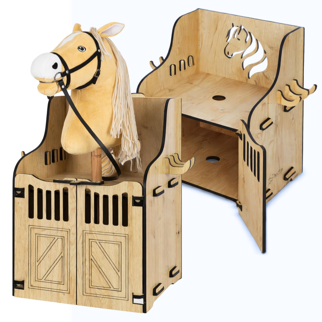 Hobby Horse Stall Wandhalterung 1 Pferd – Kompakte Halterung für Steckenpferd | Holz Hobby Horsing W