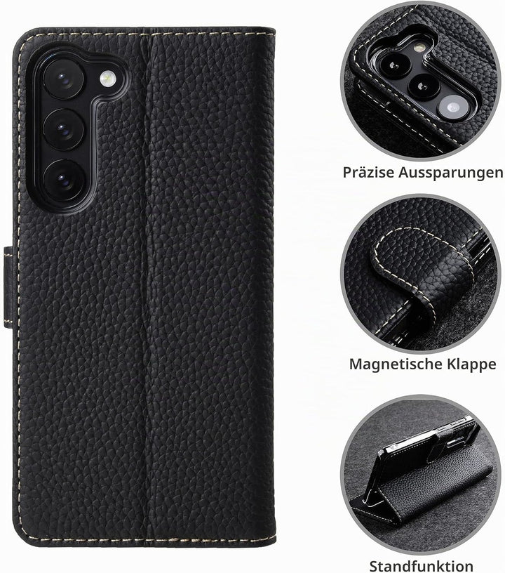 STILGUT Talis kompatibel mit Samsung Galaxy S23 Plus Hülle mit Kartenfach aus Leder, Wallet Case, Le