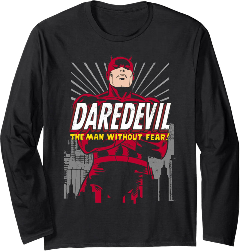 Marvel Daredevil The Man Without Fear Striped City Skyline Langarmshirt