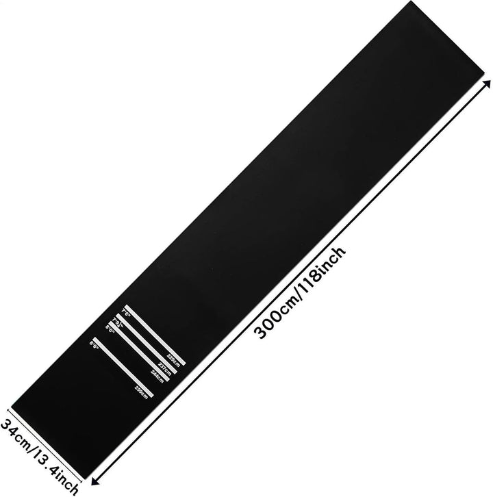 Dart Matte | rutschfeste Schutzmatte mit Stossdämpfung - mit 4 Wurfabständen 300x34 cm Dartteppich -