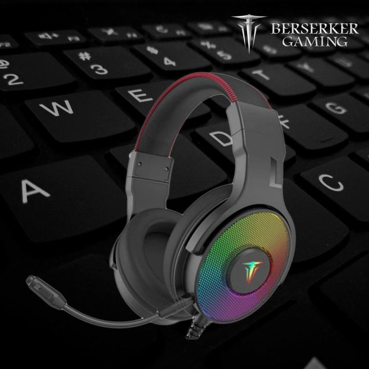 BERSERKER Gaming-Headset mit 7.1-Stereosound, 50 mm Lautsprecher, USB-Anschluss, RGB-Beleuchtung, Ab