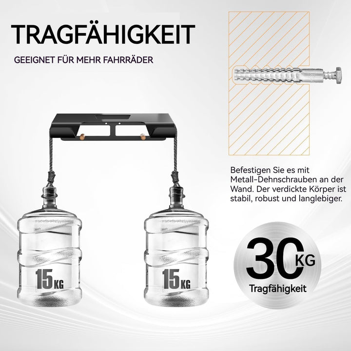 Fahrrad Wandhalterung - Grosse Aufbewahrungsschale 35x30cm für Helme, hält bis 30kg - Geeignet für R