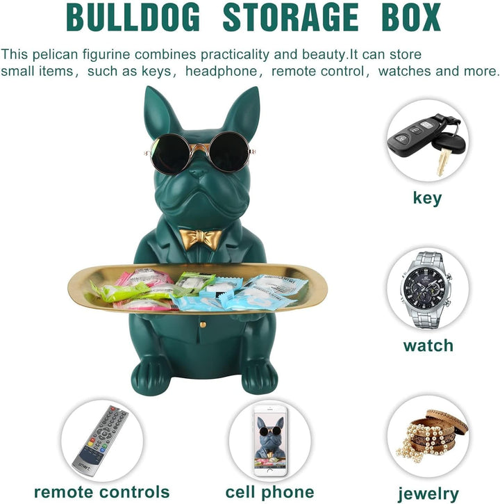 Deko Skulptur Bulldogge, Schlüsselschale Modern Schwarz, Schlüsselablage Flur, Deko Figuren Wohnzimm