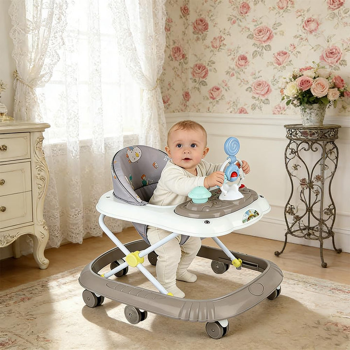 Lauflernhilfe für Babys, Jungen, Mädchen, mitwachsend, 2-in-1, mit Musik &amp; Trittbrett, Lauflernhilfe