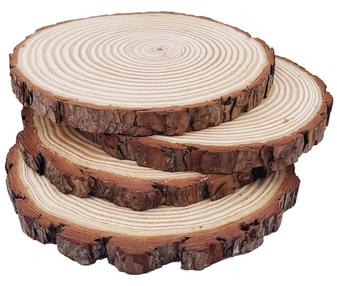 Holzscheiben 4 Stücke Holz Log Scheiben 21-23cm Unvollendete Holzkreise Ungebohrte Holzkreise ohne L