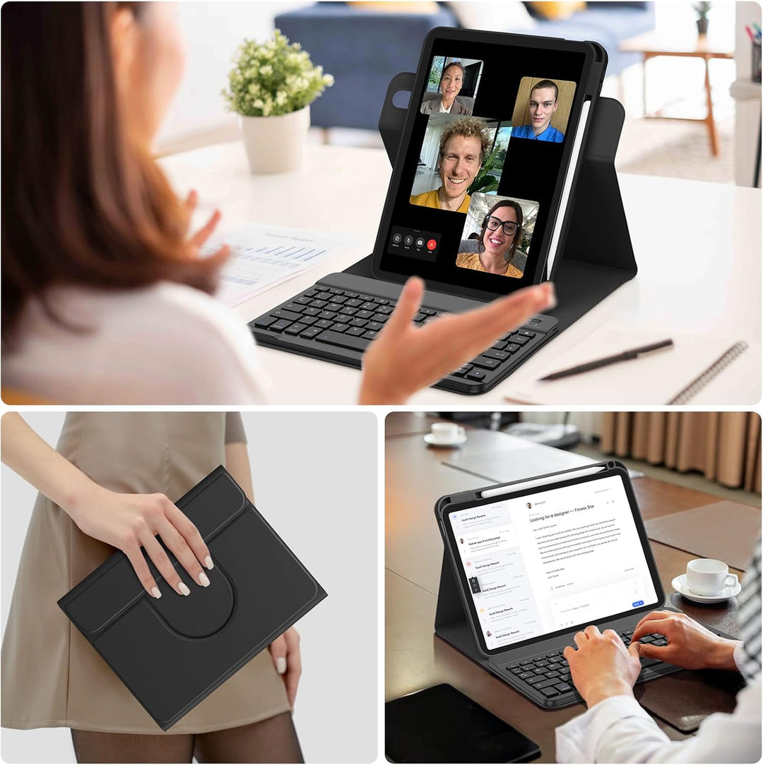 Bettdow für iPad 10.Generation 2022 Tastatur Hülle, Hoch-/Querformat Verwenden, QWERTZ Layout Abnehm