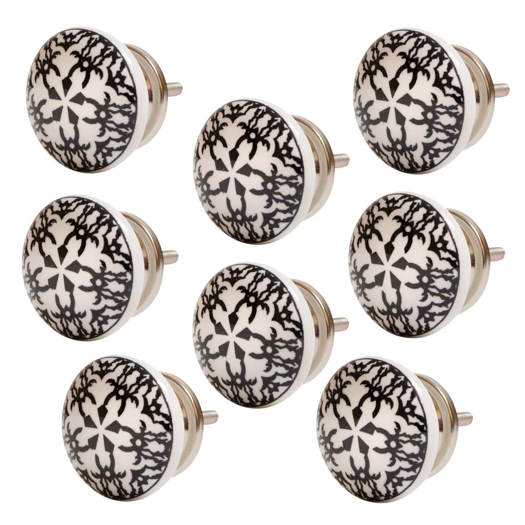 Set 8 Stück Möbelknöpf Keramik Mandala Energy Shabby-Chic Schrankknöpfe Türgriff (Knober 08 X OMT 05