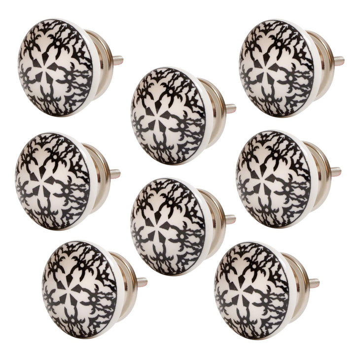 Set 8 Stück Möbelknöpf Keramik Mandala Energy Shabby-Chic Schrankknöpfe Türgriff (Knober 08 X OMT 05