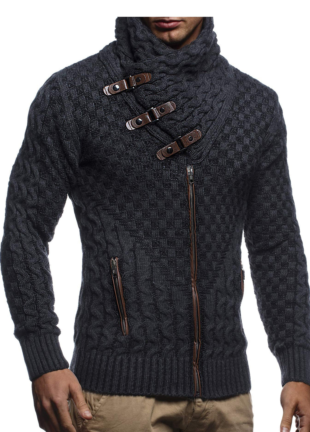 Leif Nelson Herren Strickjacke mit Reissverschluss in Regular Fit, Männer Cardigan in Langarm Design