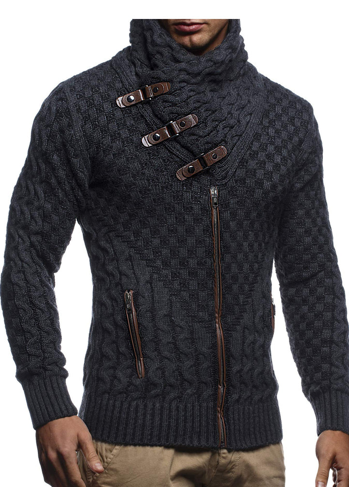 Leif Nelson Herren Strickjacke mit Reissverschluss in Regular Fit, Männer Cardigan in Langarm Design