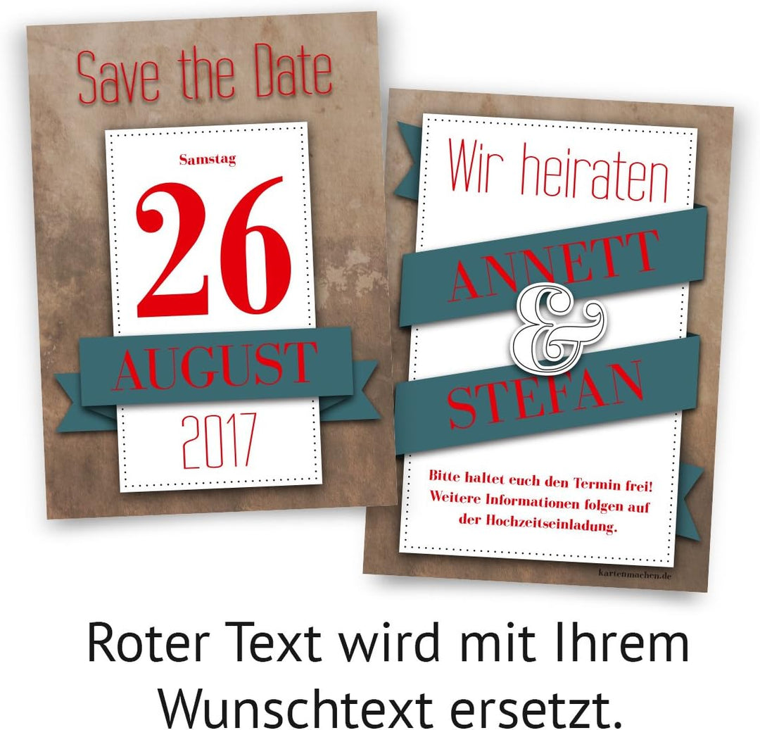 Save the Date Karten Hochzeit (40 Stück) - Kalenderdatum - Hochzeitskarten, 40