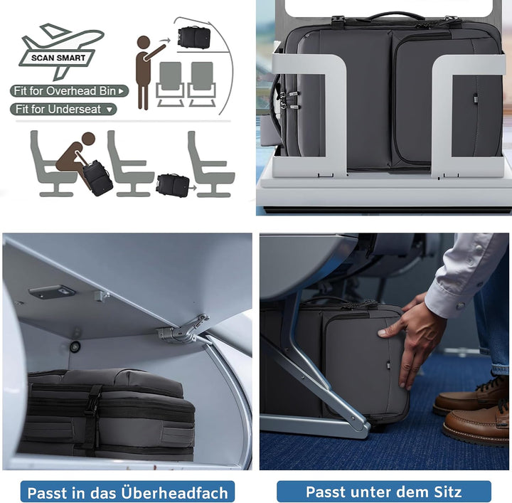 BAGOK Handgepäck Rucksack, Wasserdichter Multifunktionaler Rucksack Handgepäck Flugzeug mit Laptopfa