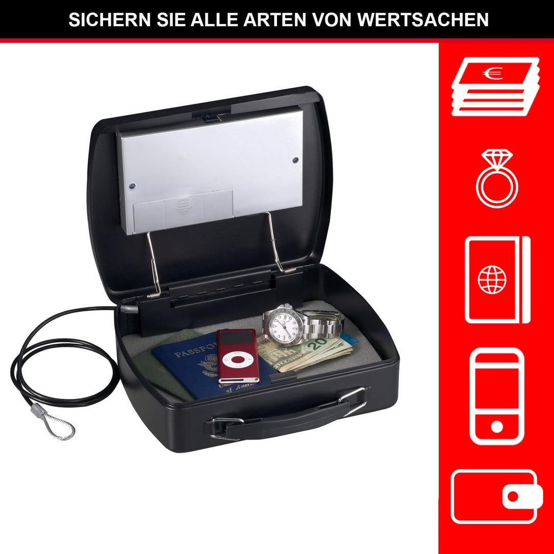 MASTER LOCK Tragbarer Tresor [Zahlenschloss] [mit Kabel] P008EML - Ideal für Elektrogeräten, Ausweis
