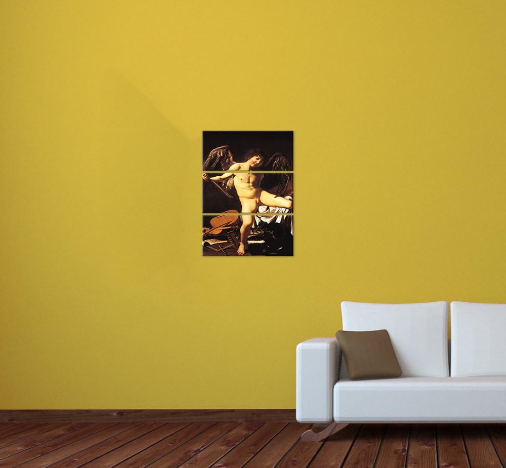 Bilderdepot24 Bild auf Leinwand | Caravaggio Amor als Sieger in 60x90 cm mehrteilig als Wandbild | W