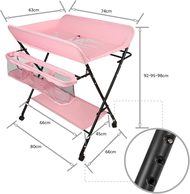 Kedia Baby Wickeltisch, Multifunktions-Wickelkommode, Babypflegetisch, Mobiler Wickeltisch mit Ablag