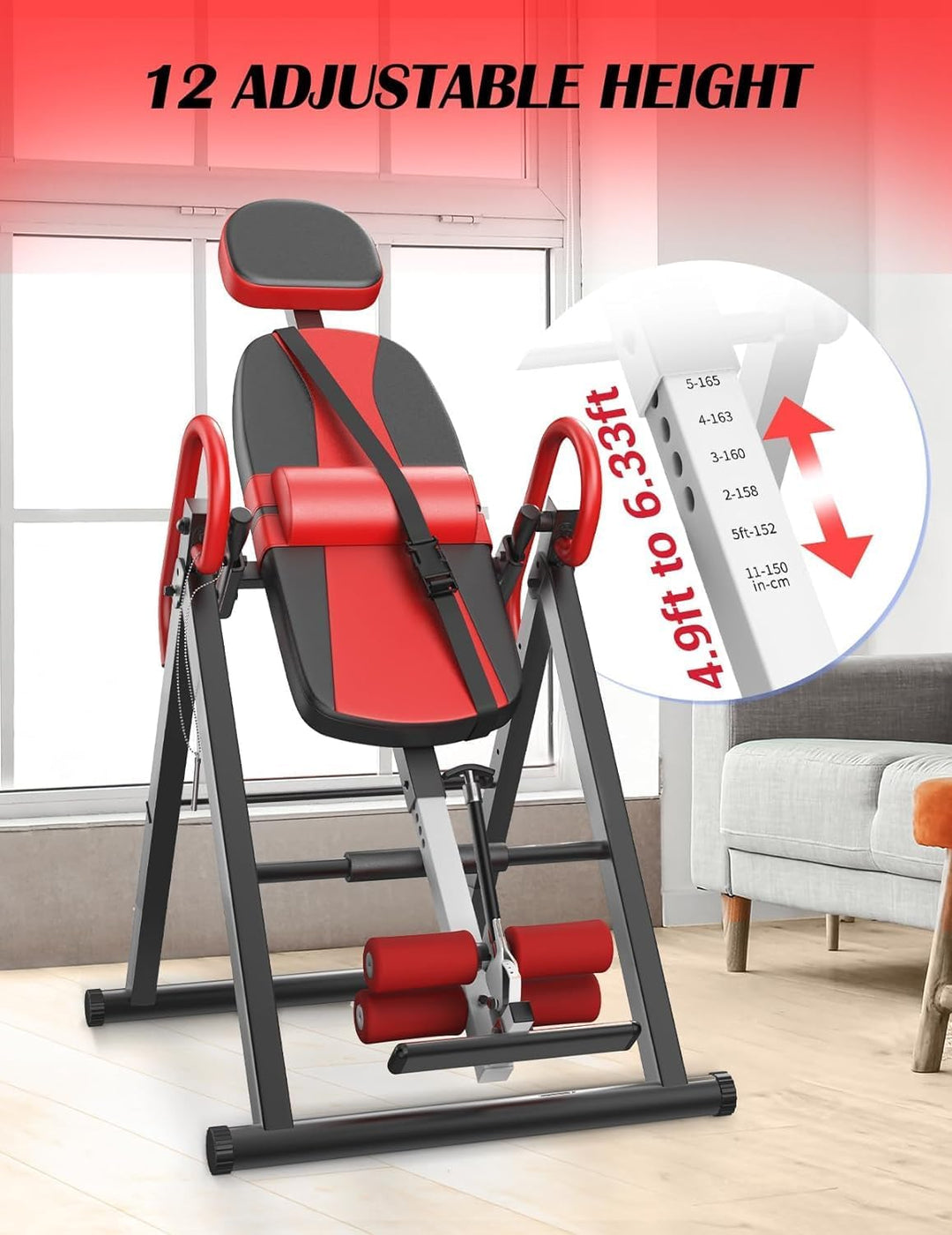 YOLEO Verstellbarer/Faltbarer Inversionsbank Mit Dreifacher Sicherheitsverriegelung, Schwerkraftrain