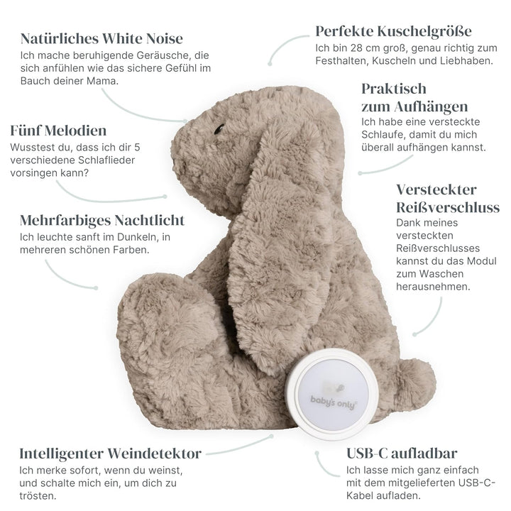Baby's Only - Bibi das Kuschelkaninchen - Einschlafhilfe - Spieluhr Baby mit White noise - Kuschelti