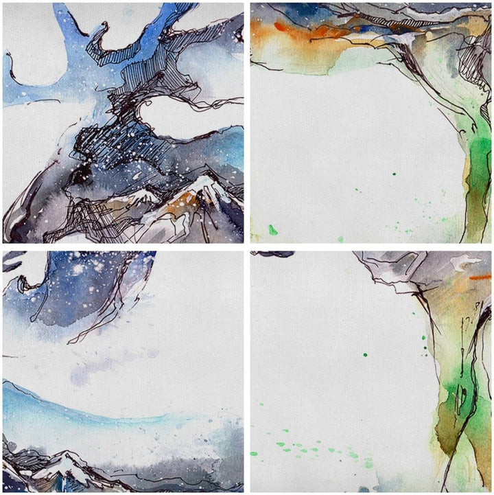 Bilder auf Leinwand Moose Berge Winter illustration Leinwandbild 70x50cm Wandbilder Dekoration Wohnz