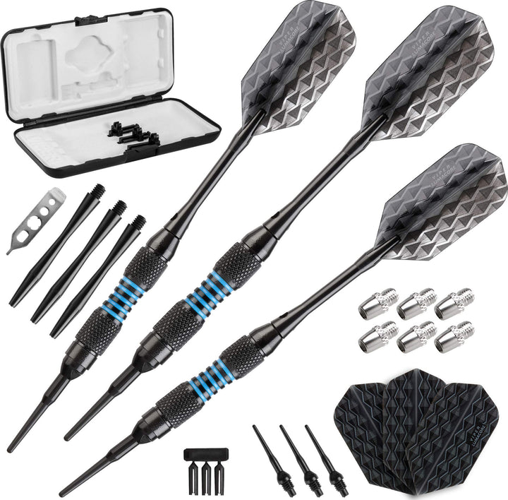 Viper Bobcat verstellbar Gewicht Soft Tip Darts mit Aufbewahrungs-/Reisetasche Schwarz beschichtetes