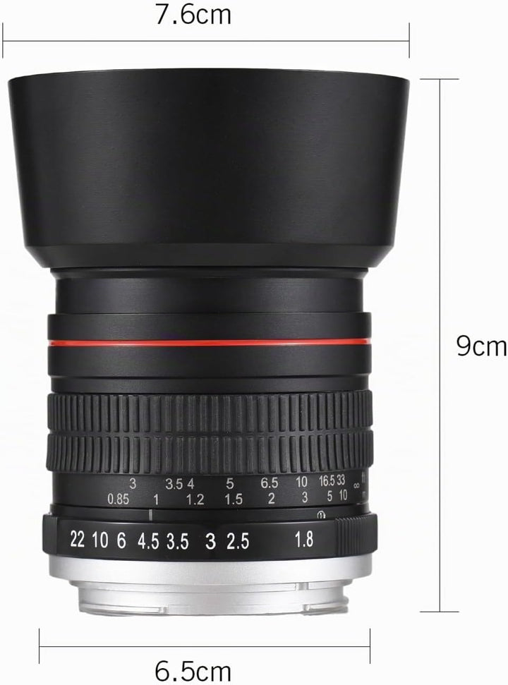 Andoer 85 mm Fixfokus Kameraobjektiv F1.8 grosse Blende manueller Fokus mit EF-Halterung 7 Gruppen 1