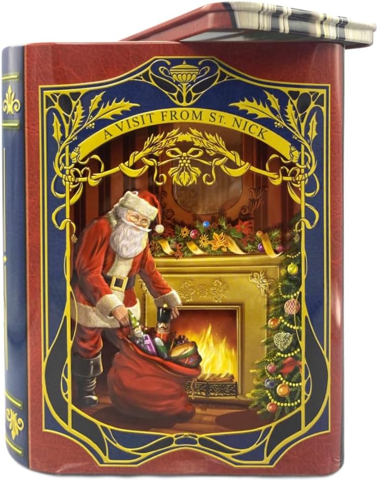 stylebox Blechdose in Form eines Weihnachsts-Buches Kleine Buchdose St. Nick rot/blau Keksdose Deko-