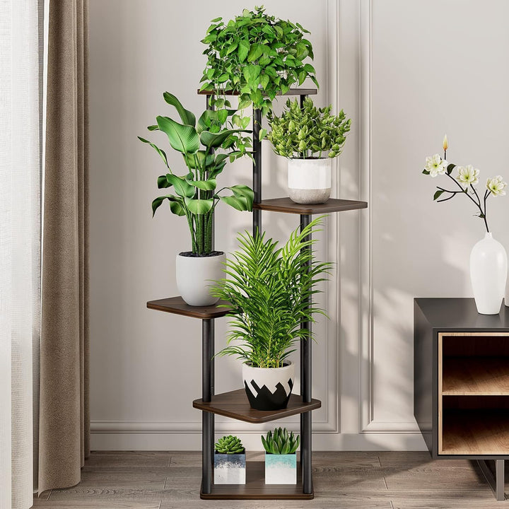 Blumenständer 5-stufiges Pflanzenregal aus Metall für mehrere Pflanzen, hohe Eckblumenhalter für Ter