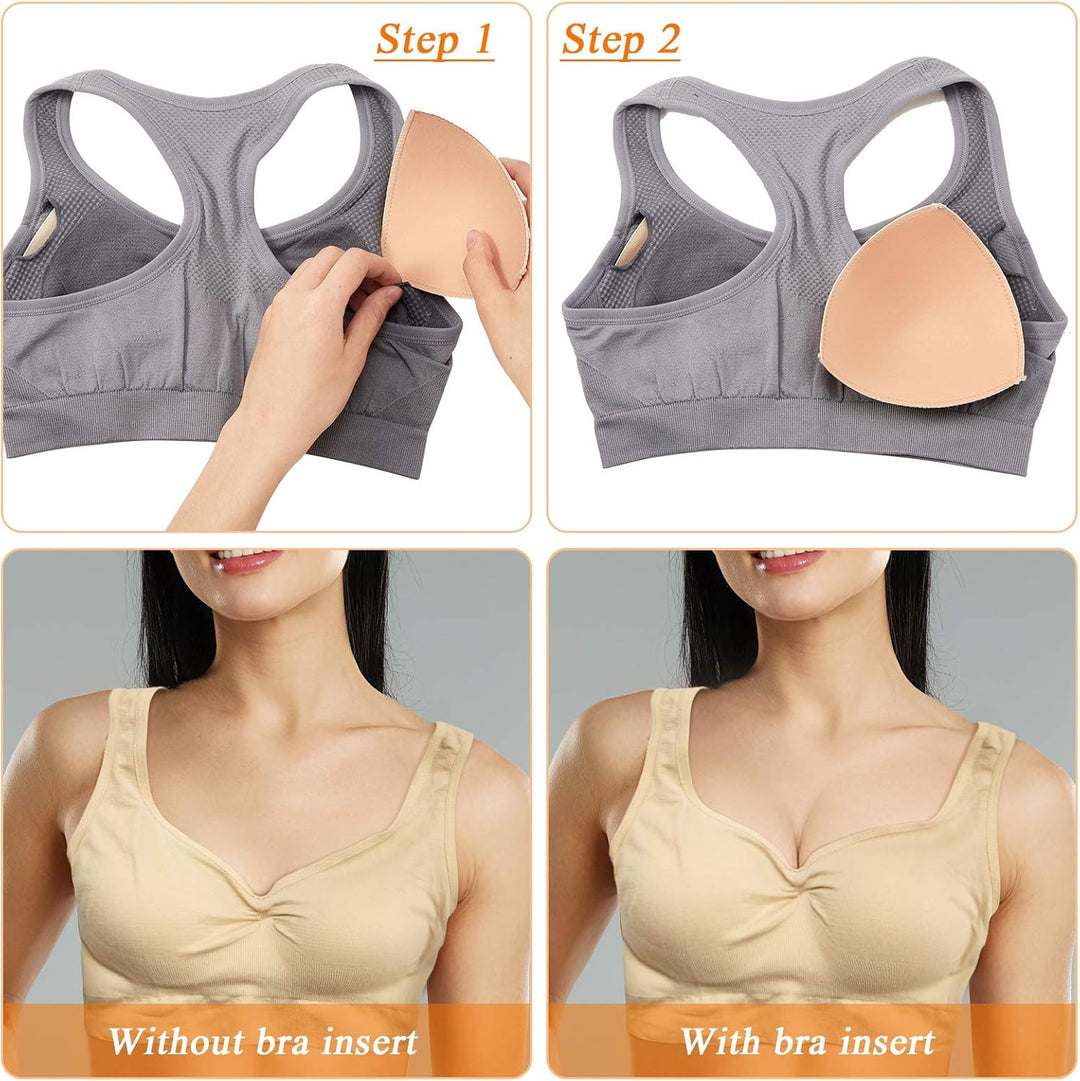 Geyoga 12 Paar Triangle Sport BH Einsätze Push Up Brust BH Einsatz Pads abnehmbar M Nude Farbe, M Nu