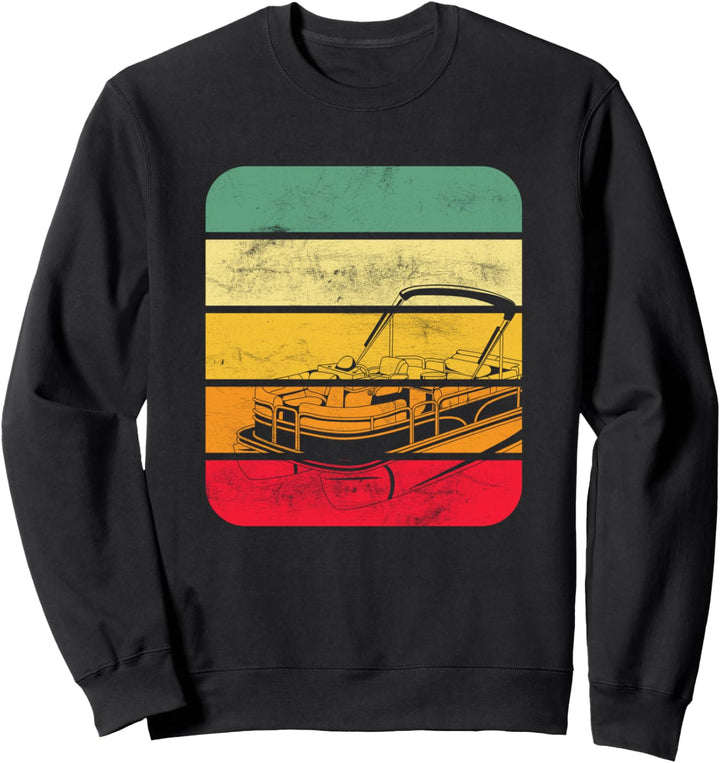 Ponton Boot Vintage Sonnenuntergang Retro-Stil Bootfahren Sweatshirt