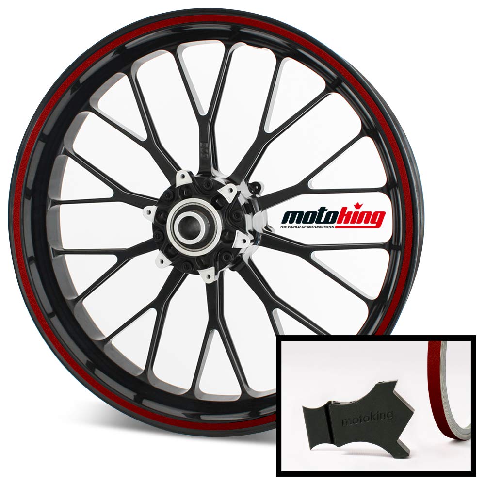 Motoking Felgenrandaufkleber mit Montagetool für Ihr Motorrad in Chrom / 6 mm/für 10" bis 25" / Farb