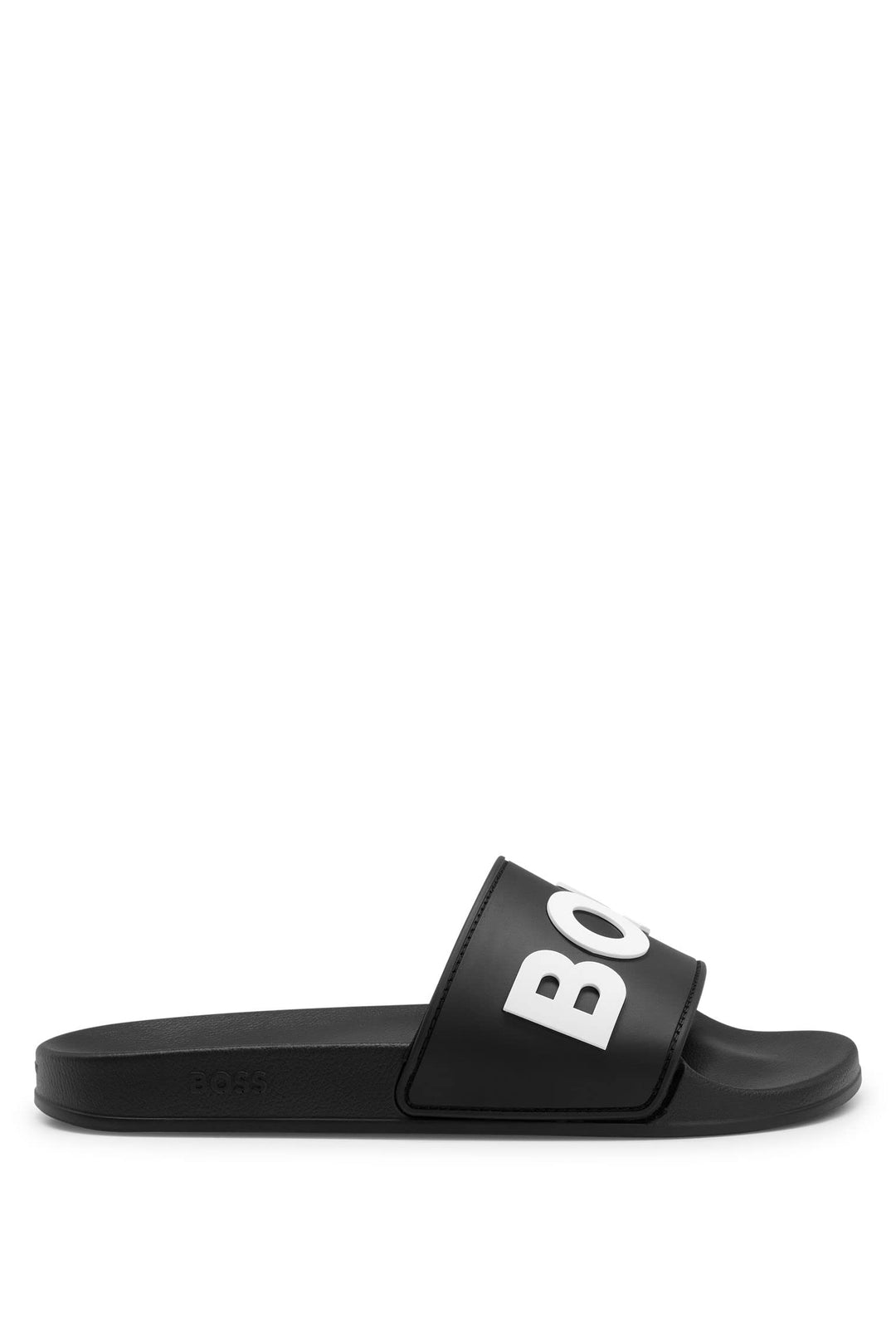 BOSS Herren Kirk Slid In Italien gefertigte Slides mit erhabenem Kontrast-Logo Grösse 41 EU Black1,
