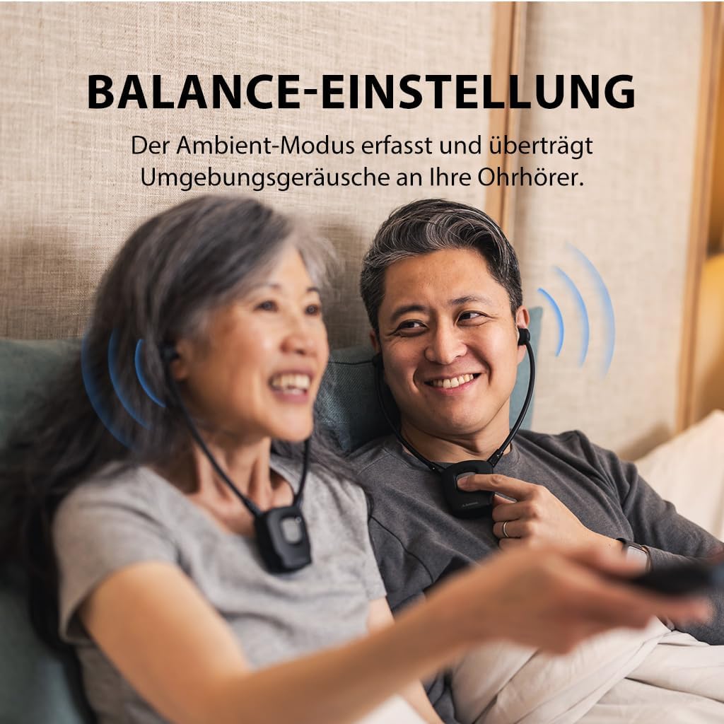Avantree HT3831 – Kabellose TV Kopfhörer für Senioren &amp; Funkkopfhörer mit L/R Lautstärkeregelung, Um
